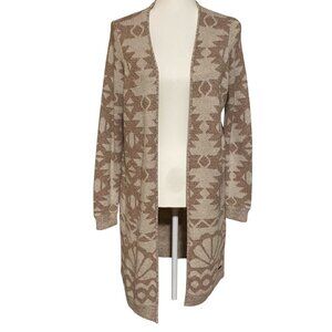 Hollister Sweater Women's Size Large Aztec Tan Ivory Duster Cardigan